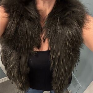 NTW Caribbean Queen Raccoon Fur & suede Vest